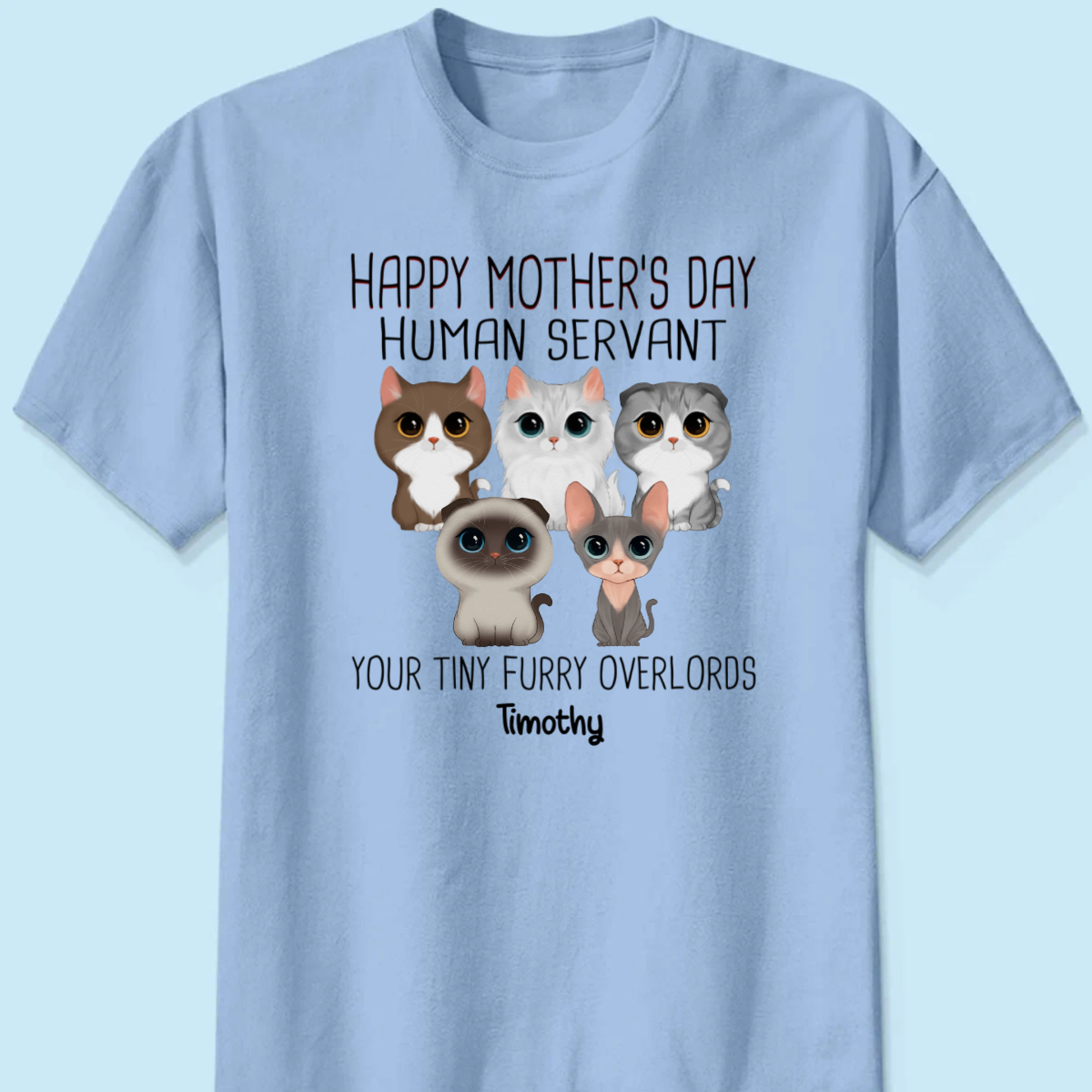 Watercolor Cute Cats Happy Mother‘s Day Cat Human Servant Personalized Shirt