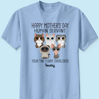 Watercolor Cute Cats Happy Mother‘s Day Cat Human Servant Personalized Shirt
