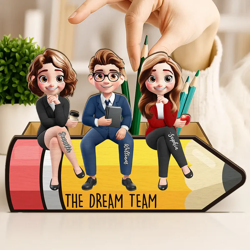 The Dream Team - Personalized Wooden Pen Pencil Holder