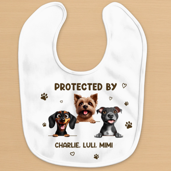 Custom Baby Bib - Personalized Baby Shower, Gacender Reveal Gifts For New Moms, New Dads, New Parents, Dog Dad And Mom - Safe Snuggles Watch Over Baby