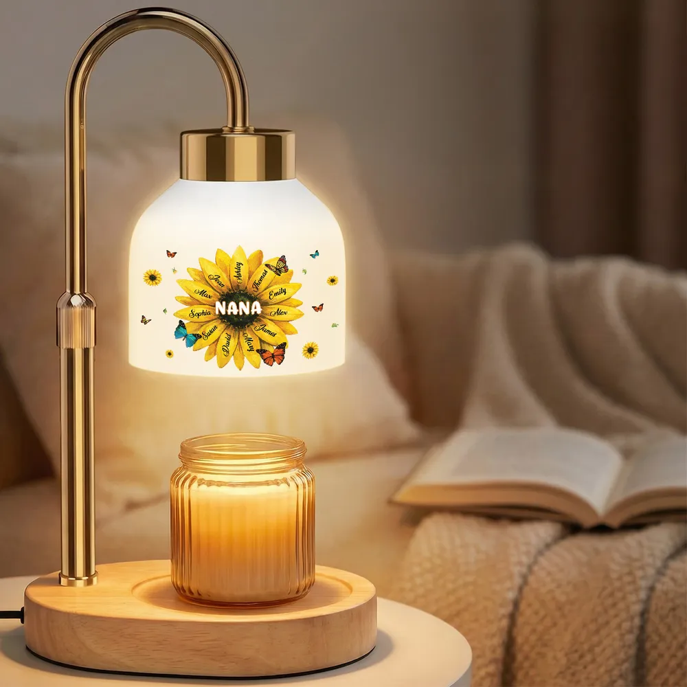 Grandma Sunflower Custom Kids Names - Personalized Candle Warmer Lamp - Gift For Grandma, Mom