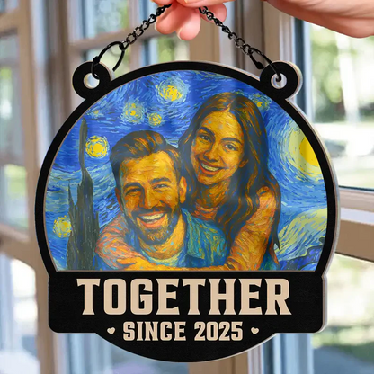 Custom Photo You And Me We Got This Under Starry Night - Personalized Window Hanging Suncatcher Ornament