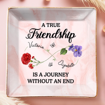 Custom Full-Print Jewelry Dish - Personalized Best Friend Birthday Gifts For Women, Besties, Sisters, BFF - Rooted In Love, Blooming In Friendship