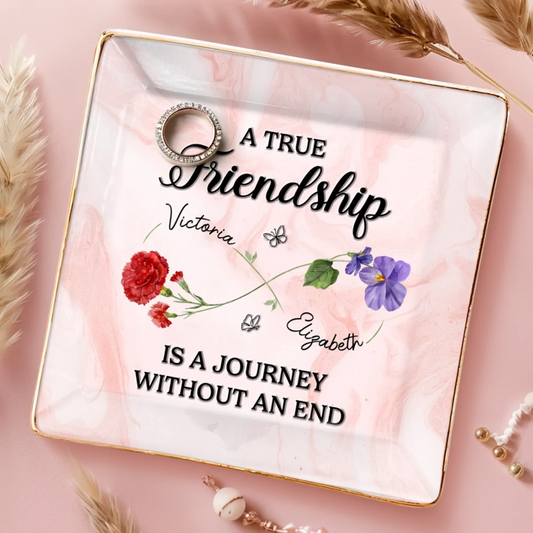 Custom Full-Print Jewelry Dish - Personalized Best Friend Birthday Gifts For Women, Besties, Sisters, BFF - Rooted In Love, Blooming In Friendship