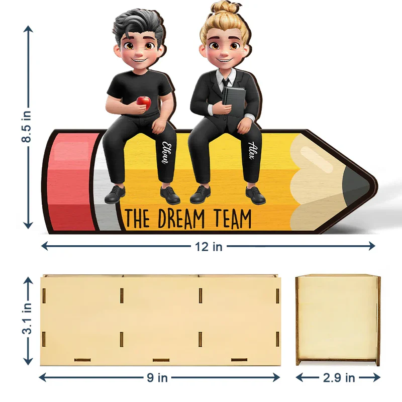 The Dream Team - Personalized Wooden Pen Pencil Holder
