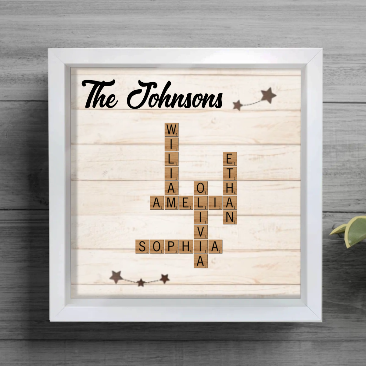 Unique Keepsake Family Crossword Art Puzzle Personalized Shadow Box