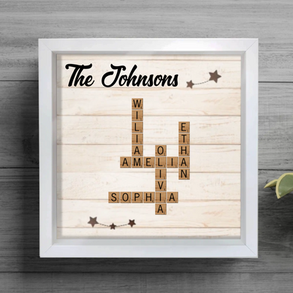 Unique Keepsake Family Crossword Art Puzzle Personalized Shadow Box