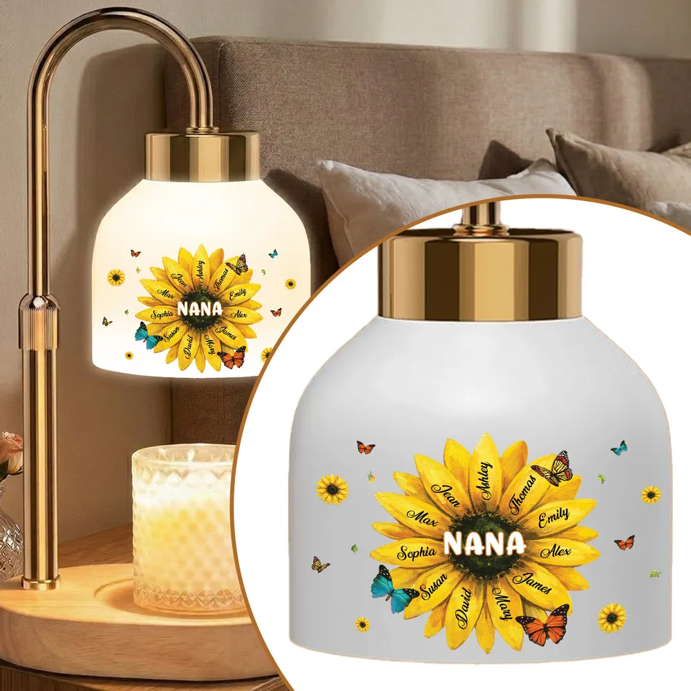 Grandma Sunflower Custom Kids Names - Personalized Candle Warmer Lamp - Gift For Grandma, Mom