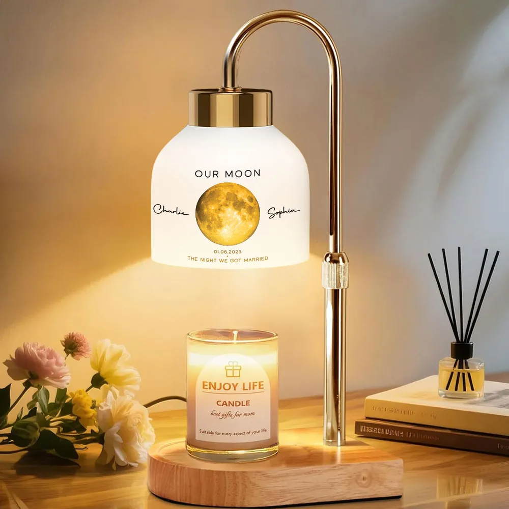 Our Moon Special Day Custom Moon Phase - Personalized Candle Warmer Lamp - Anniversary Gift For Wife, Gift for Husband