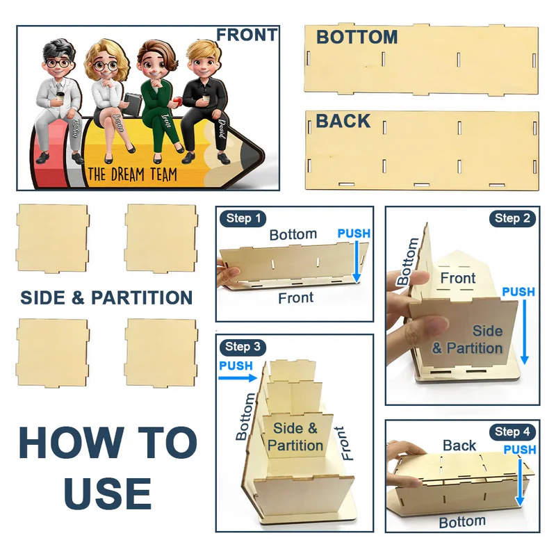 The Dream Team - Personalized Wooden Pen Pencil Holder