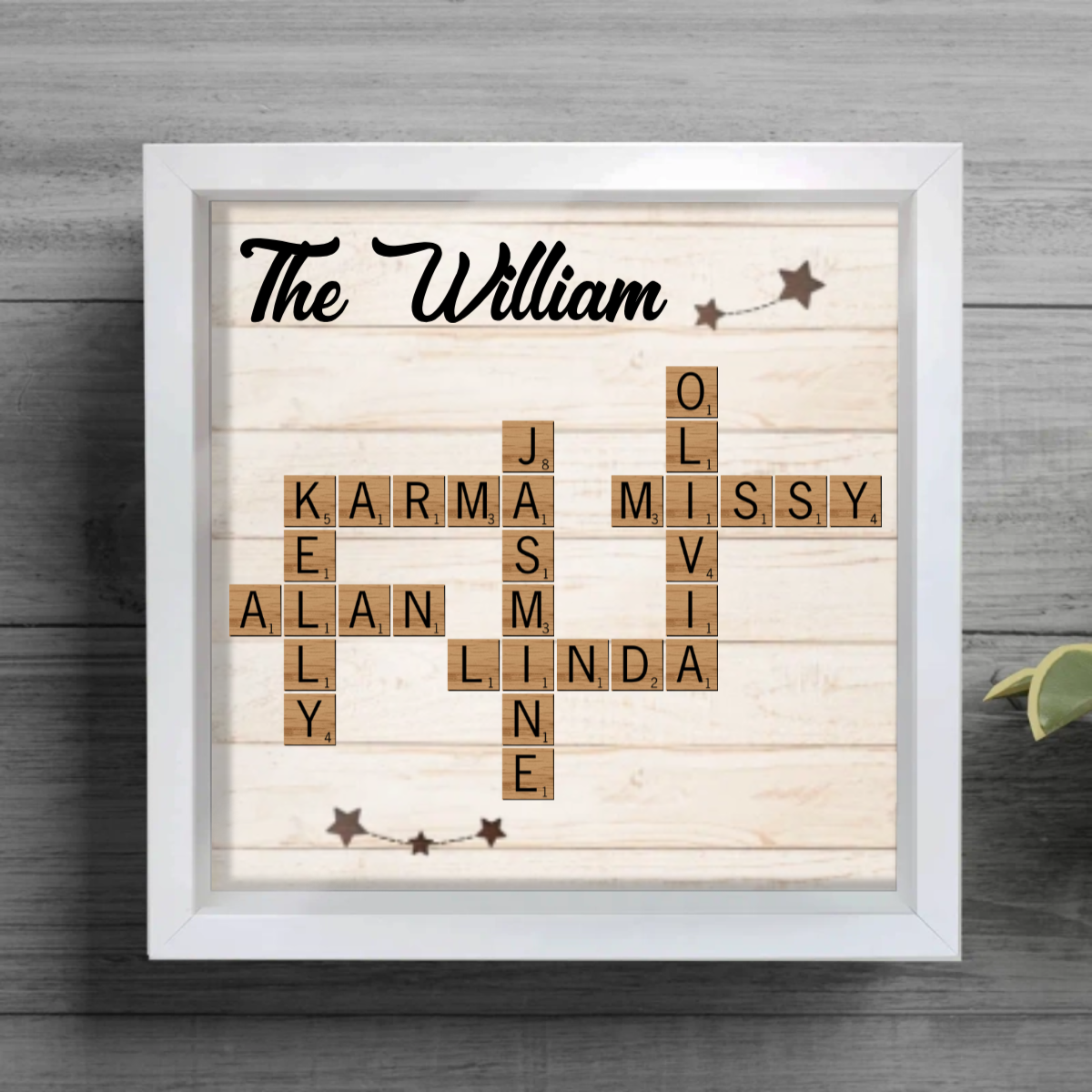 Unique Keepsake Family Crossword Art Puzzle Personalized Shadow Box