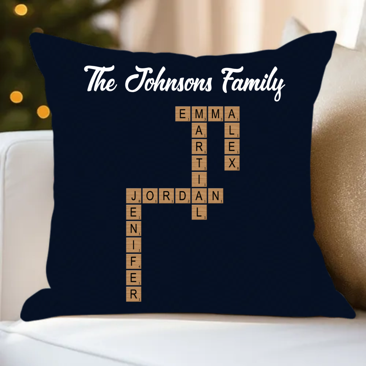 Personalized Family Crossword Puzzle Art Pillow