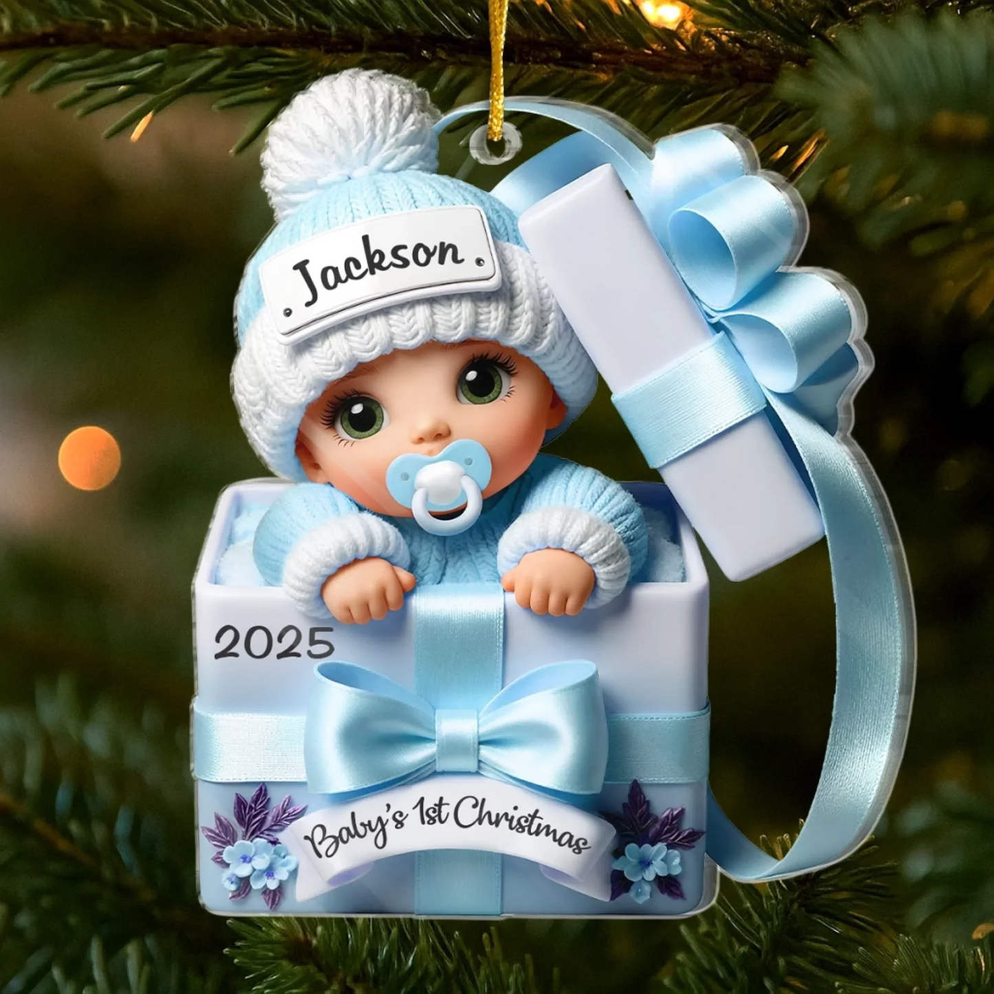 Custom Acrylic Ornament - Personalized Christmas Baby Shower, Gender Reveal Gifts For New Moms, New Dads, New Parents