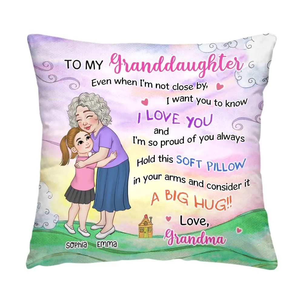 Personalized Gift For Grandkids Grandma And Granddaughter Hugging Pillow