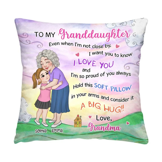 Personalized Gift For Grandkids Grandma And Granddaughter Hugging Pillow