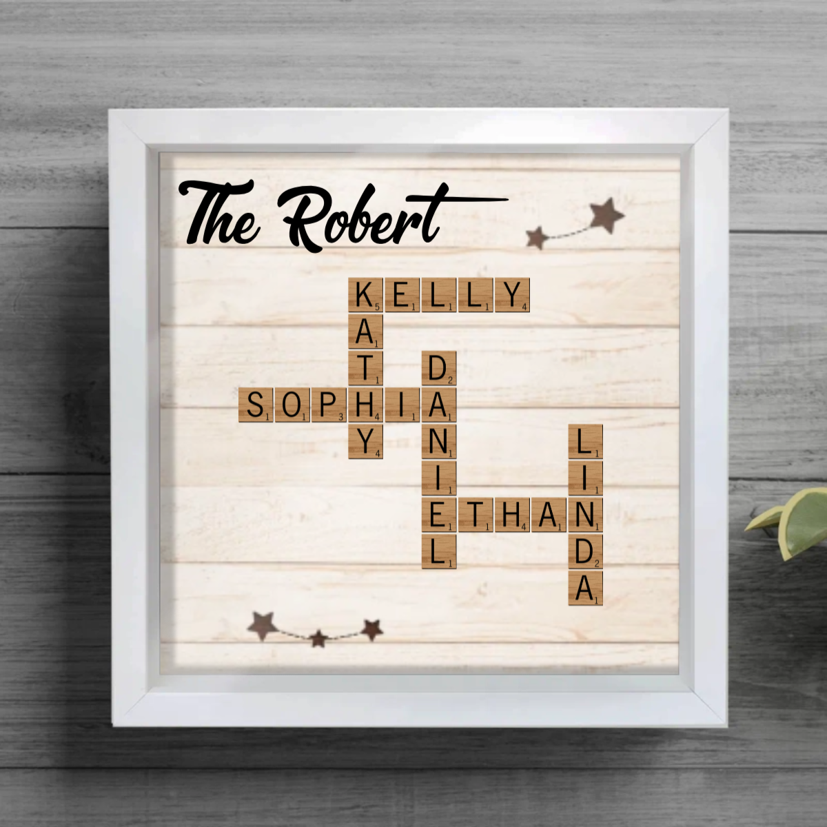 Unique Keepsake Family Crossword Art Puzzle Personalized Shadow Box