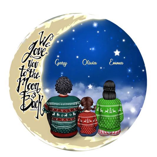 Grandma Grandpa Grandparents Grandkid On Moon Personalized Circle Ornament