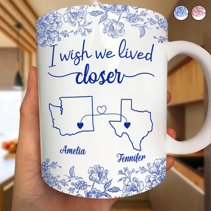 Chinoiserie Toile I Wish We Lived Closer - Personalized Mug