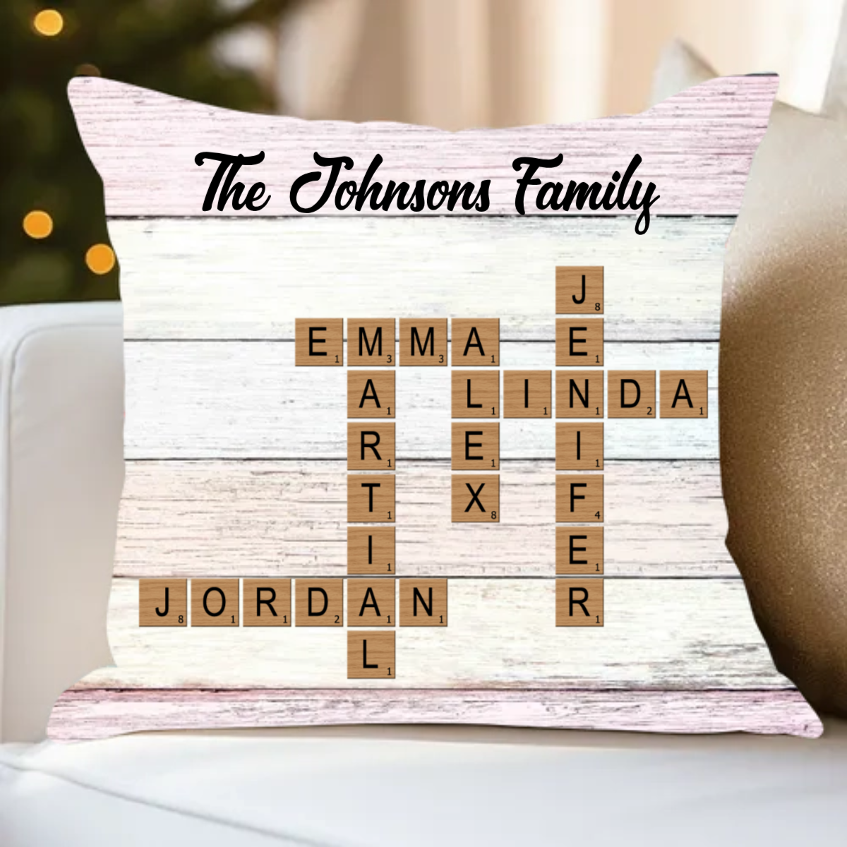 Personalized Family Crossword Puzzle Art Pillow