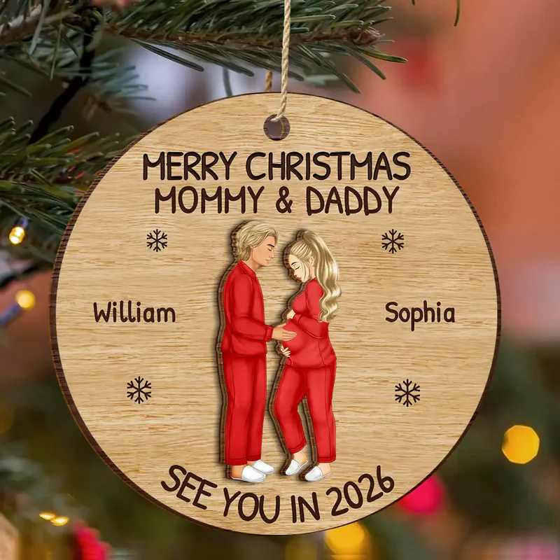 Baby Expecting See You - Personalized Custom Shaped Wooden Ornament