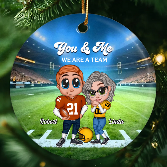 Always Your Biggest Fan American Football Couple Y2K Style Personalized Acrylic Ornament