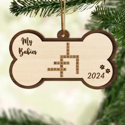 Dogs Names Crossword Puzzle Art Bond Shape Personalized Wooden Ornament