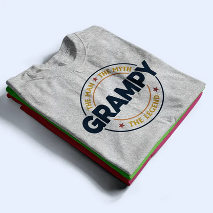 Dad Papa The Man The Myth The Legend Retro Logo With Names On Sleeves - Personalized T Shirt