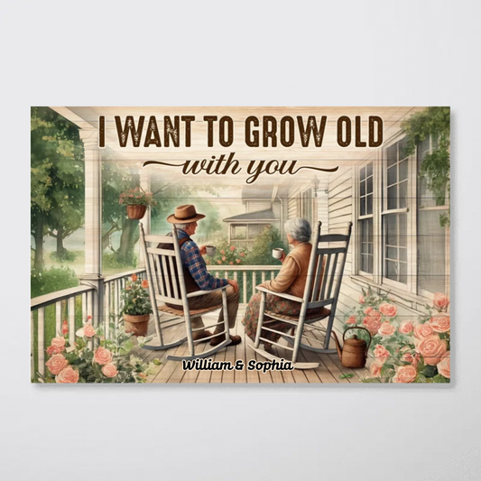 Old Couple Sitting Together On The Porch Personalized Poster, Heartfelt Valentine's Day Gift For Him, For Her, Husband, Wife