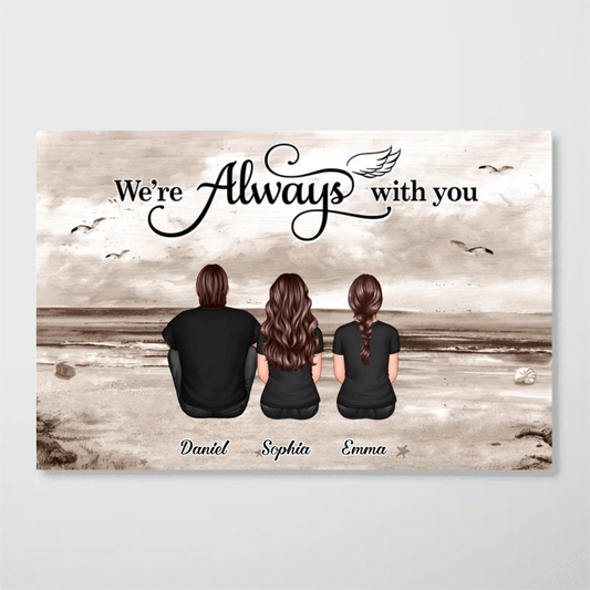 Always With You Family Sitting Retro Vintage Beach Landscape Memorial Personalized Horizontal Poster