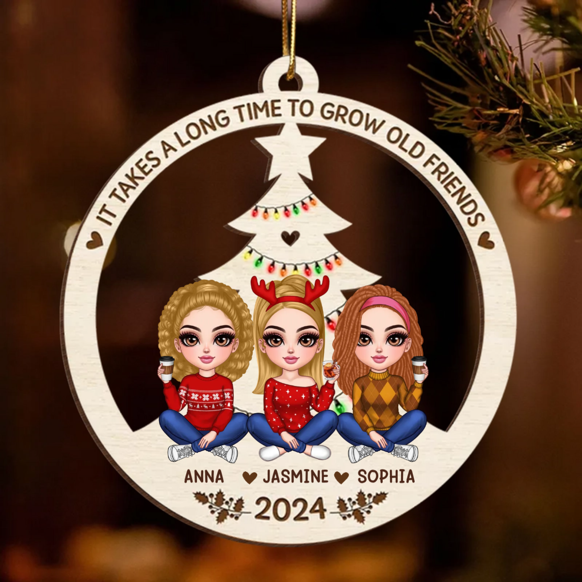 Best Friend Christmas Ornament 2024, It Takes A Long Time To Grow Old Friends Ornament, Best Friend Ornament, Besties Christmas Ornament