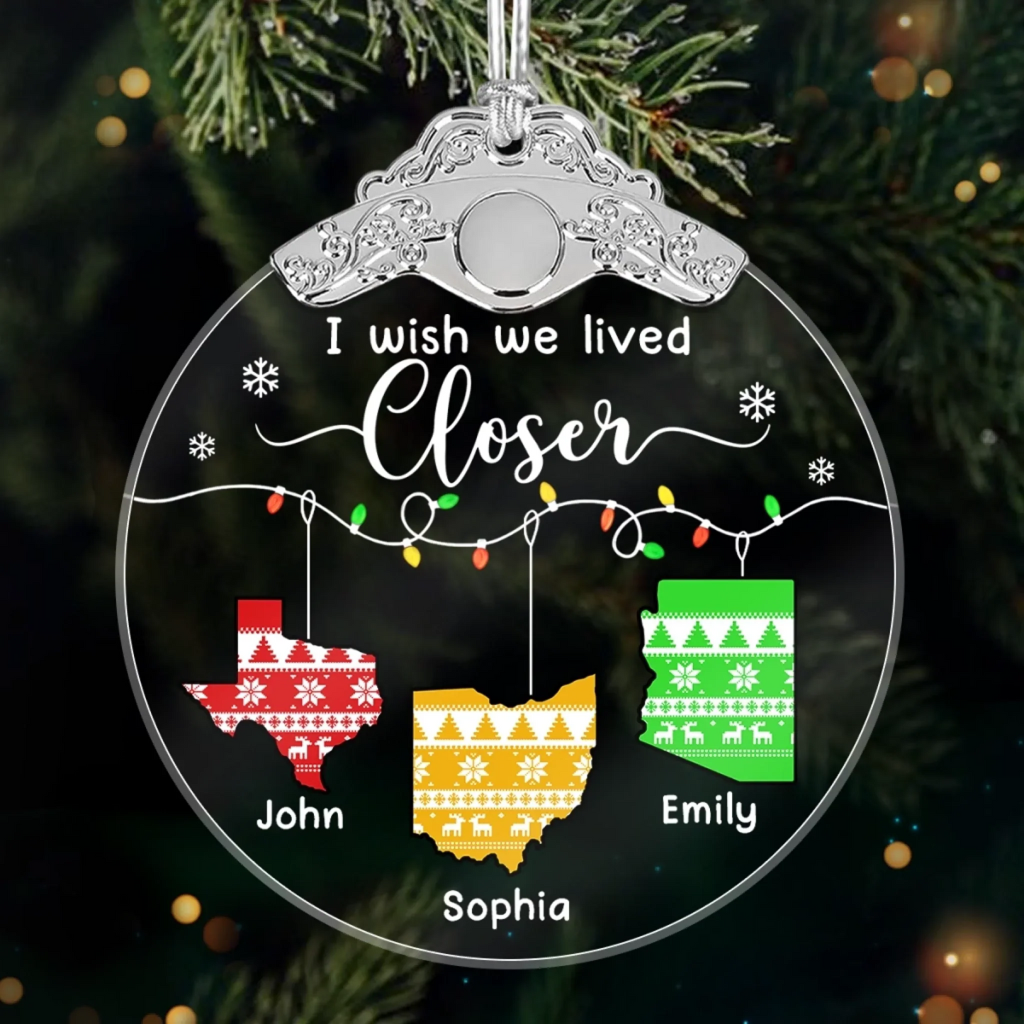 Custom Ornament - Personalized Christmas Birthday Gifts For Mom, Dad, Kids - Distance Means Nothing Between Us