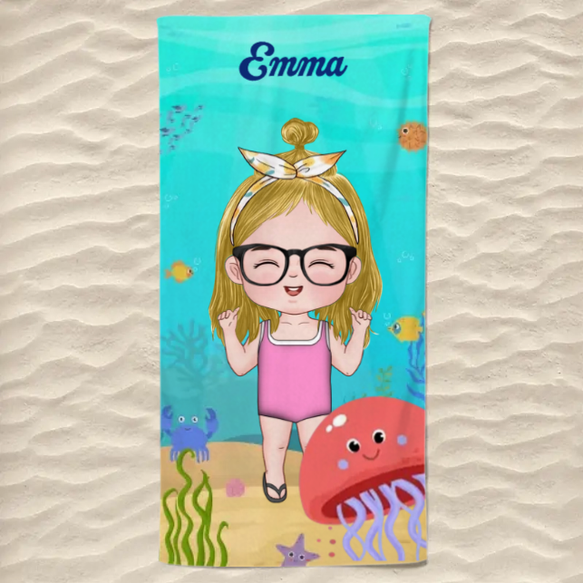 Summer, Beach, Pool, Travel - Family Personalized Custom Beach Towel - Summer Vacation Gift, Birthday Pool Party Gift For Family Members