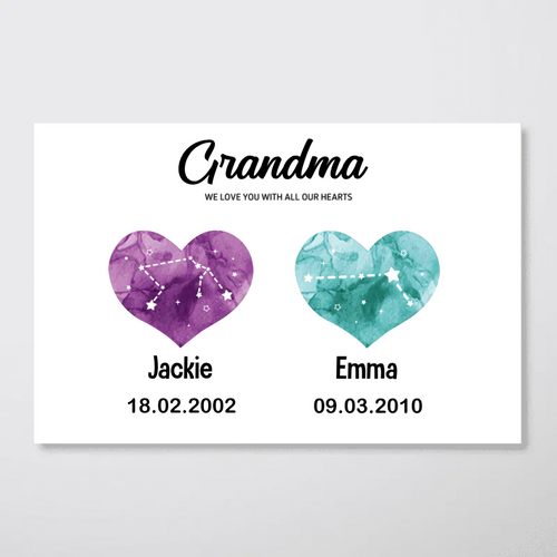 Birthstone Constellations Grandma Mom Personalized Poster, Mother's Day Gift, Grandparents Day Gift, Gift for Her, Mom Gift, For Grandma