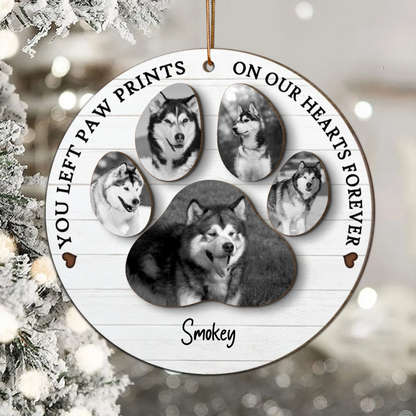 You Left Paw Prints On Our Hearts Photo Inserted Personalized  Wooden Ornament