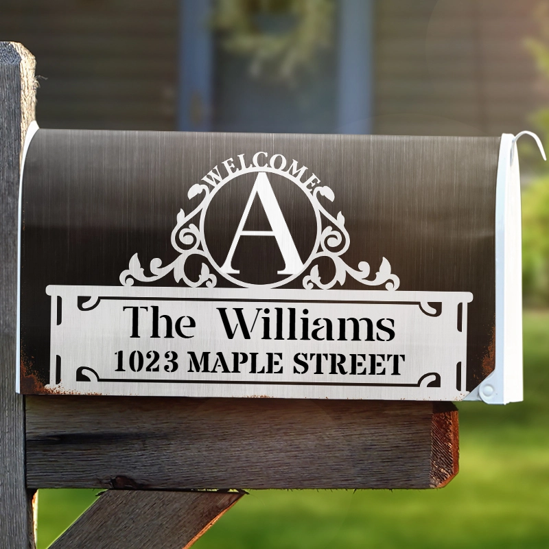 Welcome Family Name Monogram - Personalized Mailbox Cover