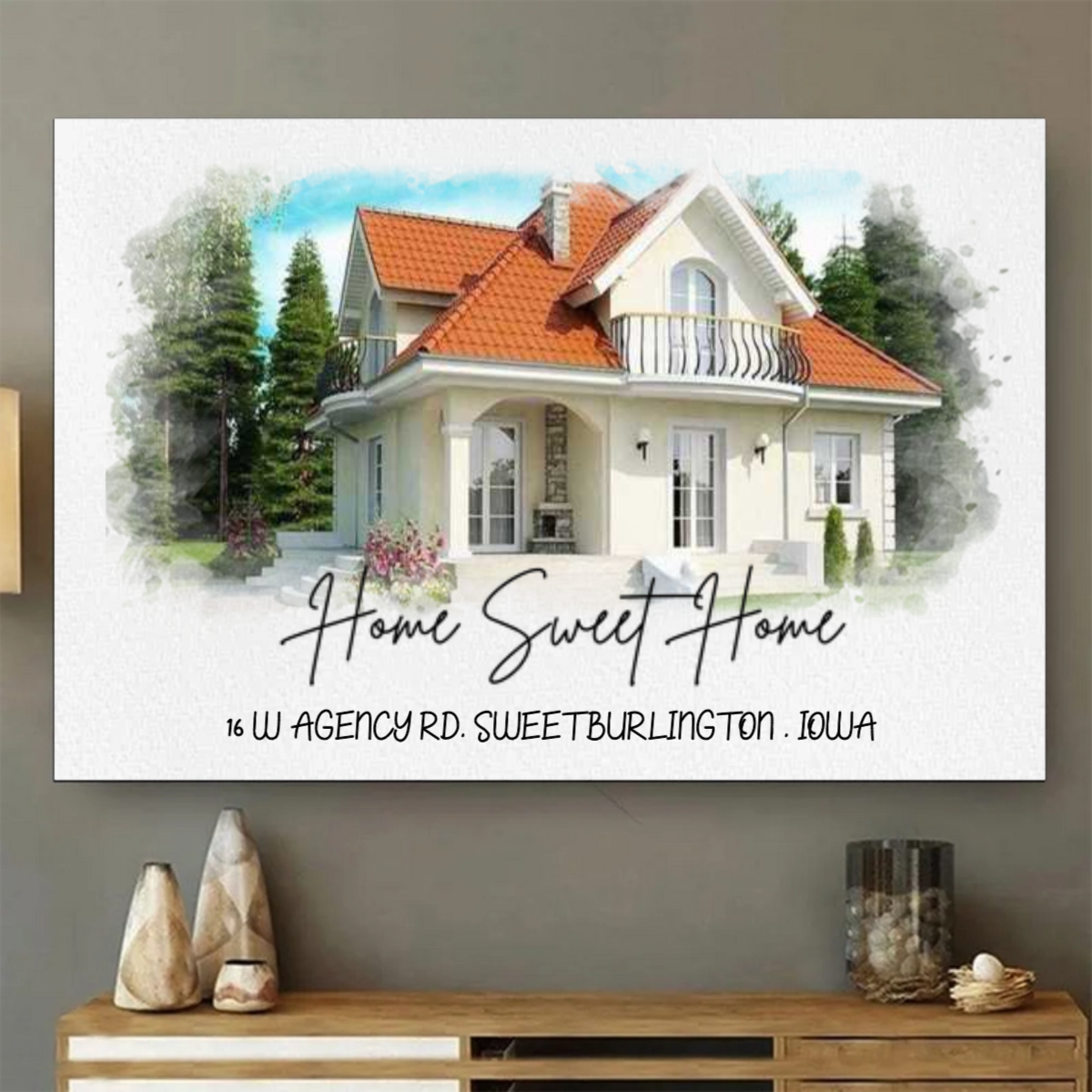 Personalized Watercolor House Poster From Photo, Gift For Family, Housewarming Gift, Childhood Home, Realtor Closing Gift