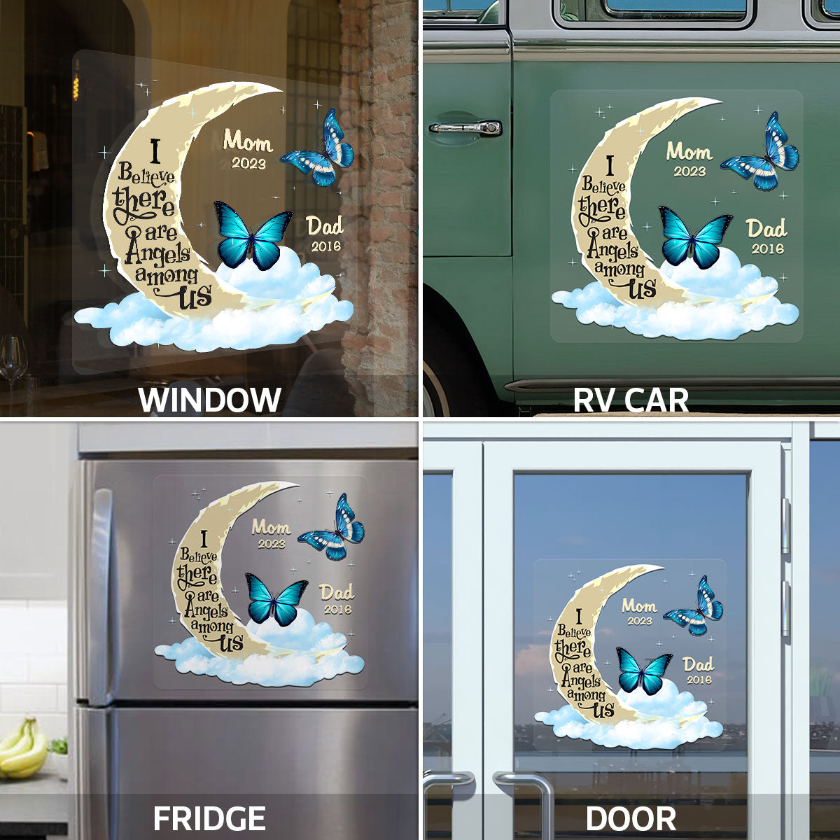 Moon And Butterflies Memorial Personalized Decal