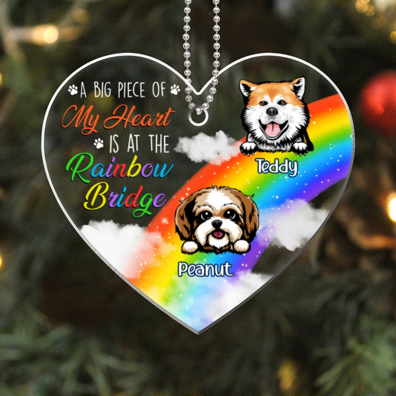 My Heart Is At Rainbow Bridge Dogs Memorial Christmas Personalized Acrylic Ornament