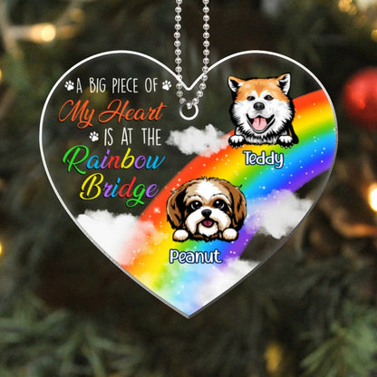 My Heart Is At Rainbow Bridge Dogs Memorial Christmas Personalized Acrylic Ornament