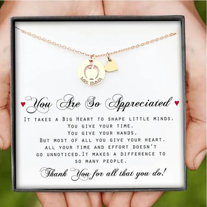 Teacher - Apple Necklace Personalized Teacher Appreciation Gifts - Personalized Necklace - The Next Custom Gift