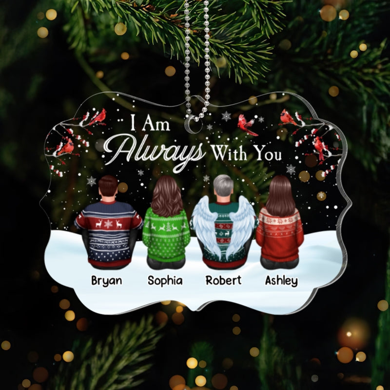 Family Memorial In Snow Cardinals Personalized Acrylic Ornament