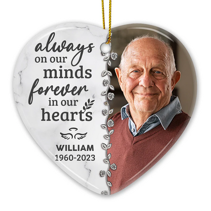 Custom Photo Forever In Our Hearts - Personalized Heart Shaped Ornament