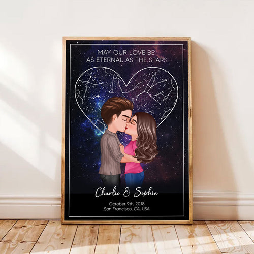May Our Love Be as Eternal as the Stars Personalized Poster, Custom Star Map by Date & Location, Unique Heartfelt Anniversary, Birthday Gift for him, Gift for her