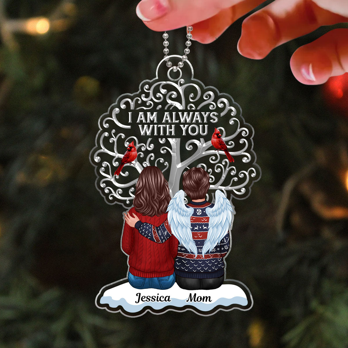 Memorial Tree Cardinal Remembrance Keepsake Personalized Acrylic Ornament