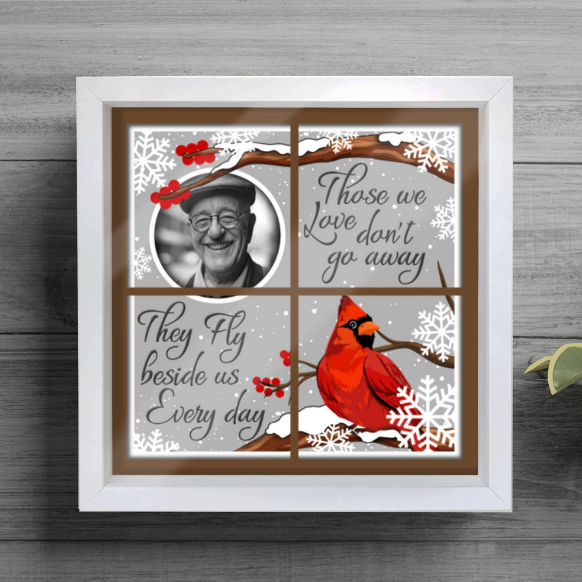 Those We Love Don't Do Away Cardinal Outside Window Memorial Keepsake Personalized Shadow Box