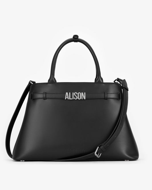 Belt Tote in Black/Gunmetal with Personalised Hardware