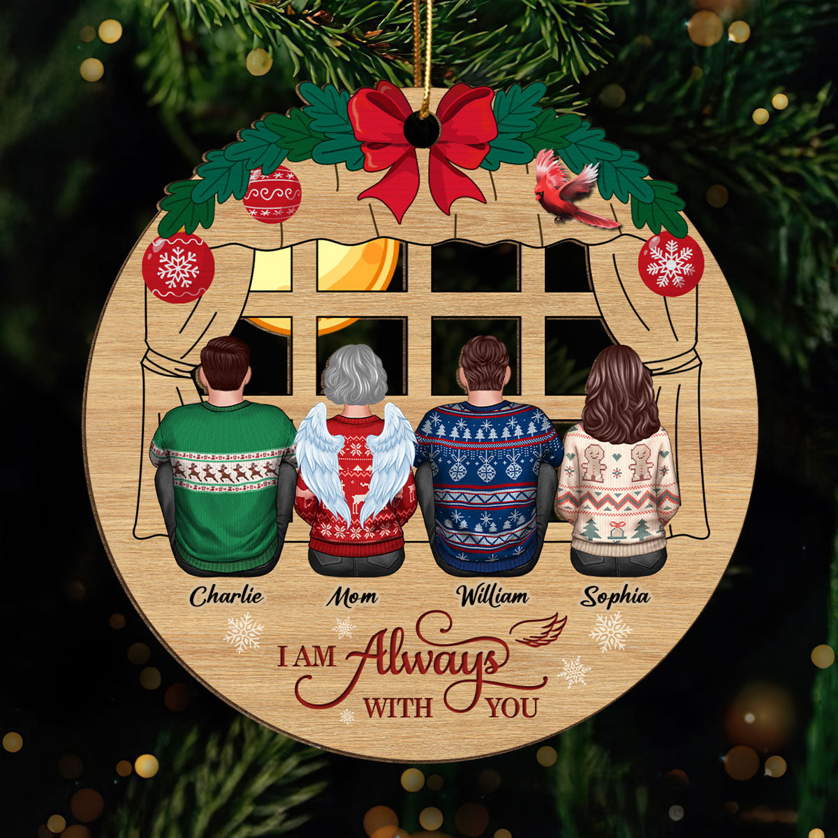 Christmas Window I Am Always With You Personalized Wooden Ornament