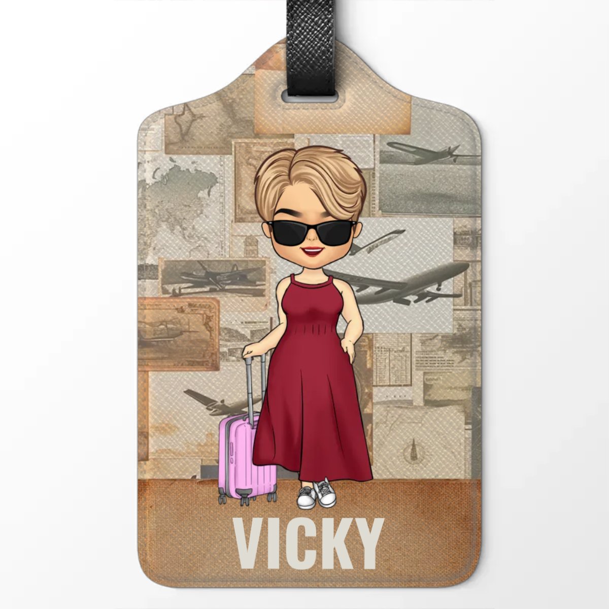 Travel Lovers - Happiness Is A Way Of Travel Not A Destination - Personalized Luggage Tag - The Next Custom Gift