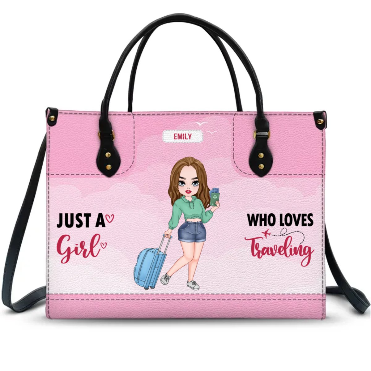 Travel Lovers - Just A Girl Who Loves Traveling - Personalized Leather Bag - The Next Custom Gift