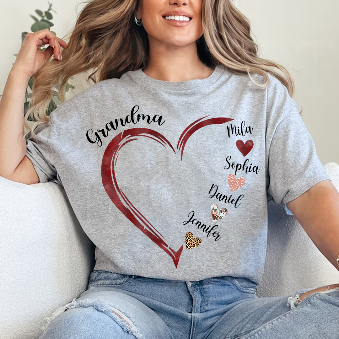 Grandma and Grandkids Hearts, Best Gift Mother's Day, Custom Grandma Shirt, Personalized Mother's Day Shirt